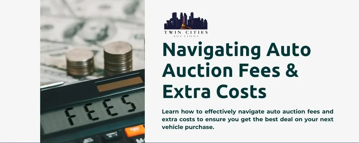 a public car auction with bidders raising their paddles, highlighting the importance of understanding auto auction fees and extra costs.