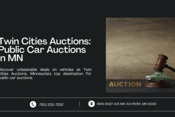 Image promoting Twin Cities Auctions: Public Car Auctions in MN, featuring a gavel and a toy car symbolizing car auctions, highlighting unbeatable vehicle deals in Minnesota.