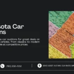 Image promoting Minnesota Car Auctions, featuring a map of Minnesota, highlighting great deals on a wide range of vehicles from classics to modern models at competitive prices.