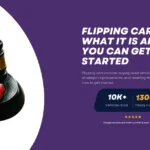 A featured image for Twin Cities Auctions depicting a gavel resting on a black platform with a small red toy car, advertising 'Flipping Cars: What It Is and How You Can Get Started.' The banner also includes the text '10K+ Vehicles Sold' and '13000+ Happy Customers' with a five-star rating, explaining the process of buying, improving, and reselling cars for profit.