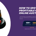 A featured image for Twin Cities Auctions featuring a gavel with a red toy car on a black base. The banner reads 'How to Spot Profitable Cars in Online Auctions' and offers tips for identifying lucrative vehicles. It also showcases stats '10K+ Vehicles Sold' and '13000+ Happy Customers' with a five-star Google review rating.