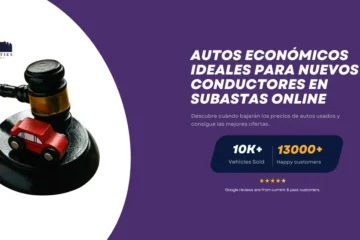 Imagen destacada de Twin Cities Auctions mostrando un martillo con un auto de juguete rojo y texto promocional sobre autos económicos en subastas en línea.