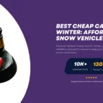 A gavel resting on a toy car, symbolizing car auctions, with text reading "Best Cheap Cars for Winter: Affordable Snow Vehicles" and Twin Cities Auctions branding.