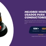 Imagen de un martillo de subasta con un automóvil de juguete, acompañada de texto sobre los mejores vehículos usados para conductores nuevos.