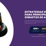 Imagen de un martillo de subasta con un automóvil de juguete, acompañada de texto sobre estrategias de ofertas para principiantes en subastas de autos.