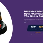 A judge's gavel with a small red toy car on it, representing Michigan dealer laws and car sales regulations.